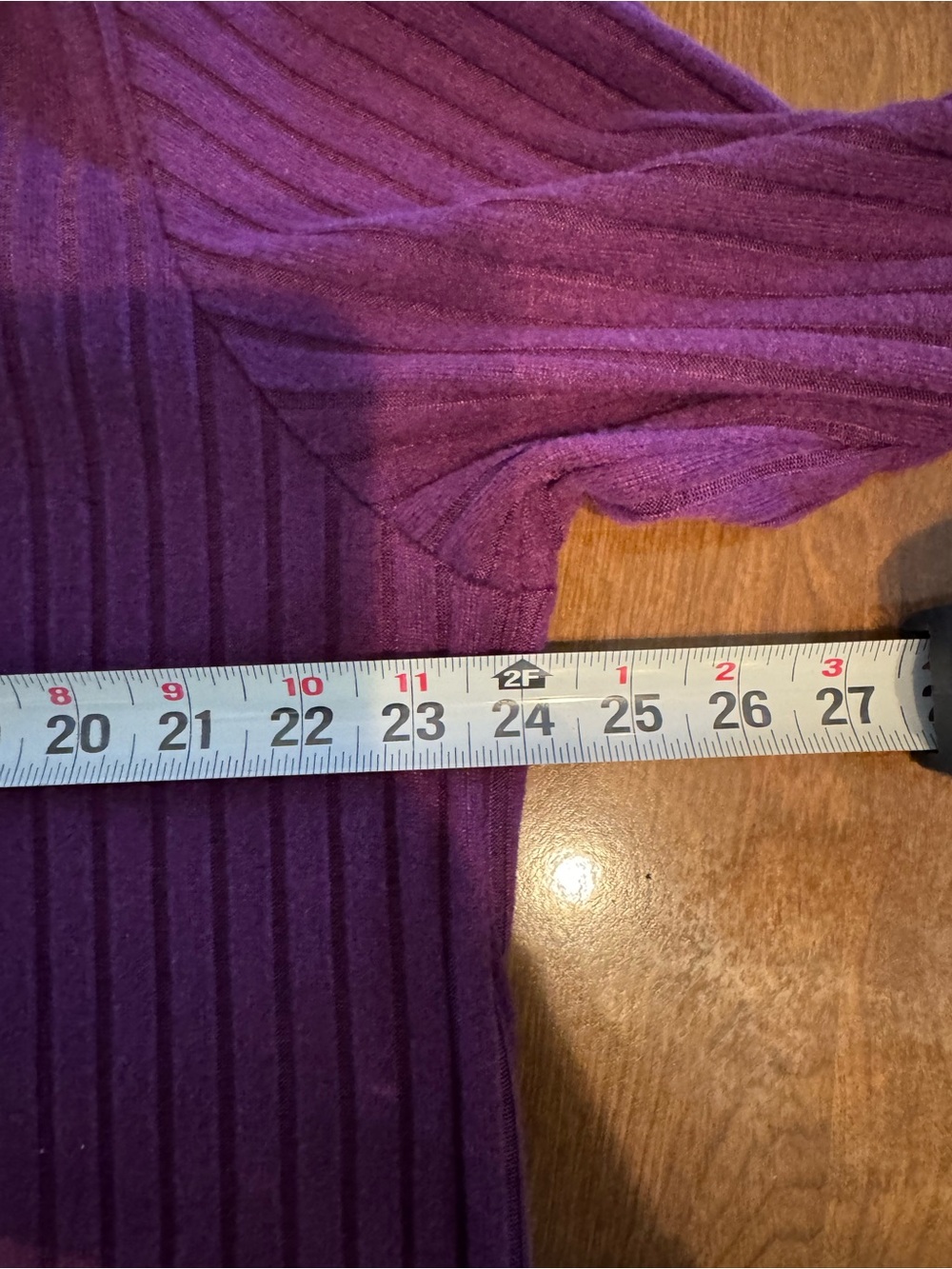 Purple Open-Front Ribbed knit Cardigan Sweater - Picture 6 of 6